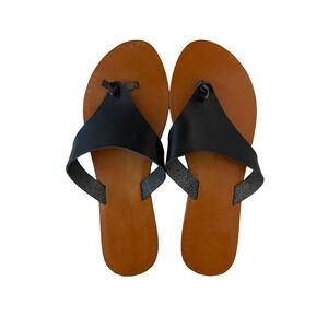 Madpole Black Thong‎ Sandals Size 7 Stylish Casual Summer Slip On Flats